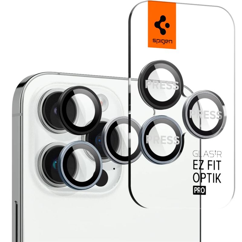 Ochranné sklo na objektiv pro iPhone Spigen Glass tR EZ Fit Optik Pro 2 Pack, iPhone 17/16/15/14 Pro / 17/16/15/14 Pro Max - transparentní