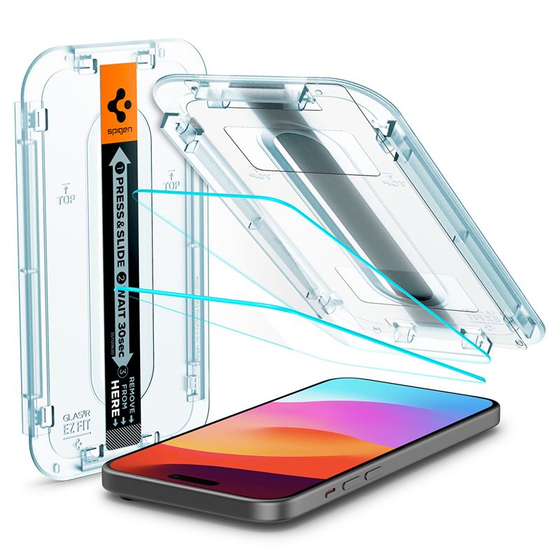 Ochranné sklo pro iPhone 16/15 Spigen Glass tR EZ Fit 2 Pack - transparentní