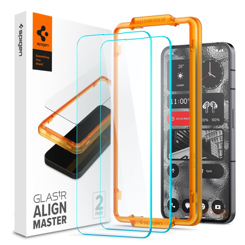Ochranné sklo pro Nothing Phone (2) Spigen Glass tR AlignMaster 2 Pack - transparentní
