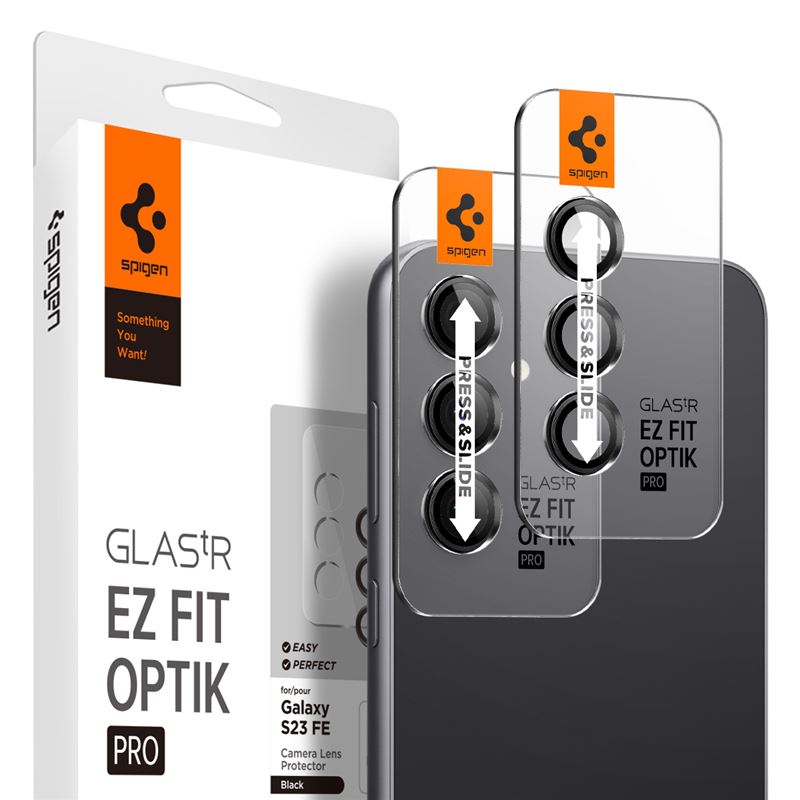 Ochranné sklo na objektiv pro Samsung Galaxy S23 FE Spigen Glass tR EZ Fit Optik Pro Black 2 Pack - černá