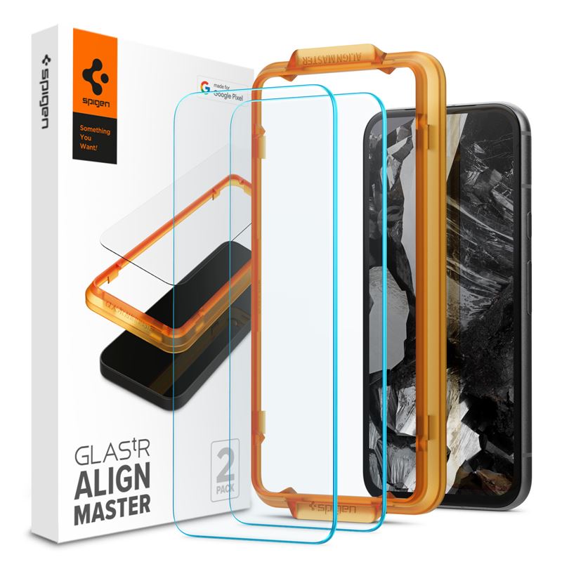 Ochranné sklo pro Google Pixel 8a Spigen Glass tR AlignMaster 2 Pack - transparentní