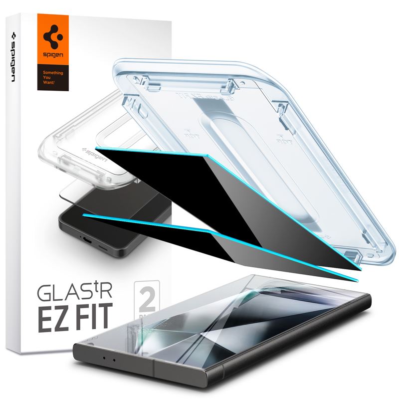 Ochranné sklo pro Samsung Galaxy S24 Ultra Spigen Glass tR EZ Fit (Privacy) 2 Pack - transparentní