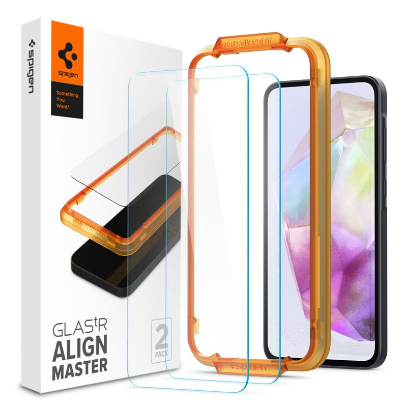 Ochranné sklo pro Samsung Galaxy A35 Spigen Glass tR AlignMaster 2 Pack - transparentní