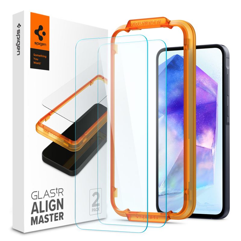 Ochranné sklo pro Samsung Galaxy A55 Spigen Glass tR AlignMaster 2 Pack - transparentní