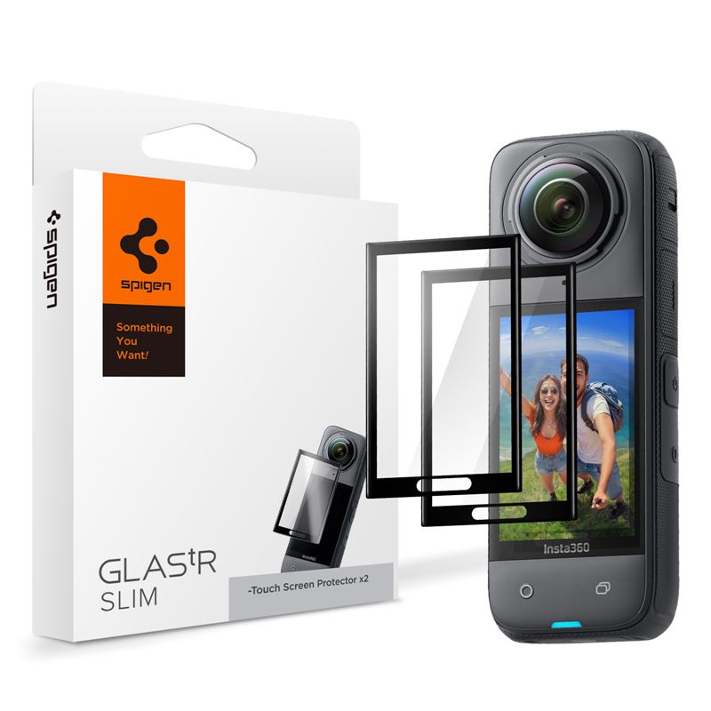 Ochranná fólie pro Insta 360 X4 Spigen Glass tR SLIM S2P - černá