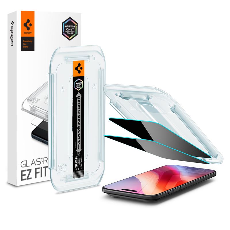 Ochranné sklo pro iPhone Air Spigen Glass tR EZ Fit (Privacy) 2 Pack - transparentní