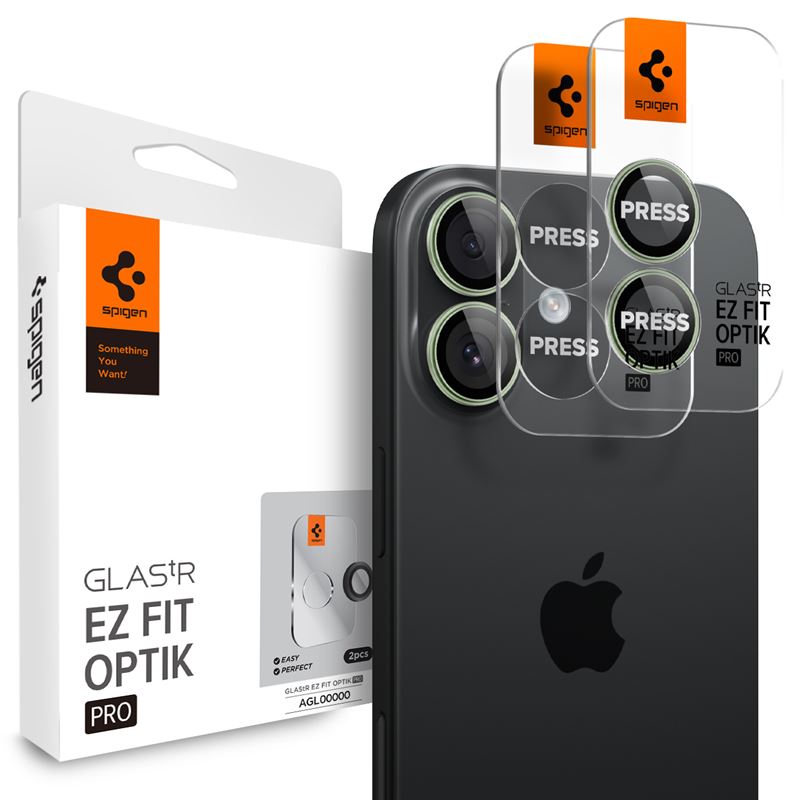 Ochranné sklo na objektiv pro iPhone 17 Spigen Glass tR EZ Fit Optik Pro 2 Pack - zelená