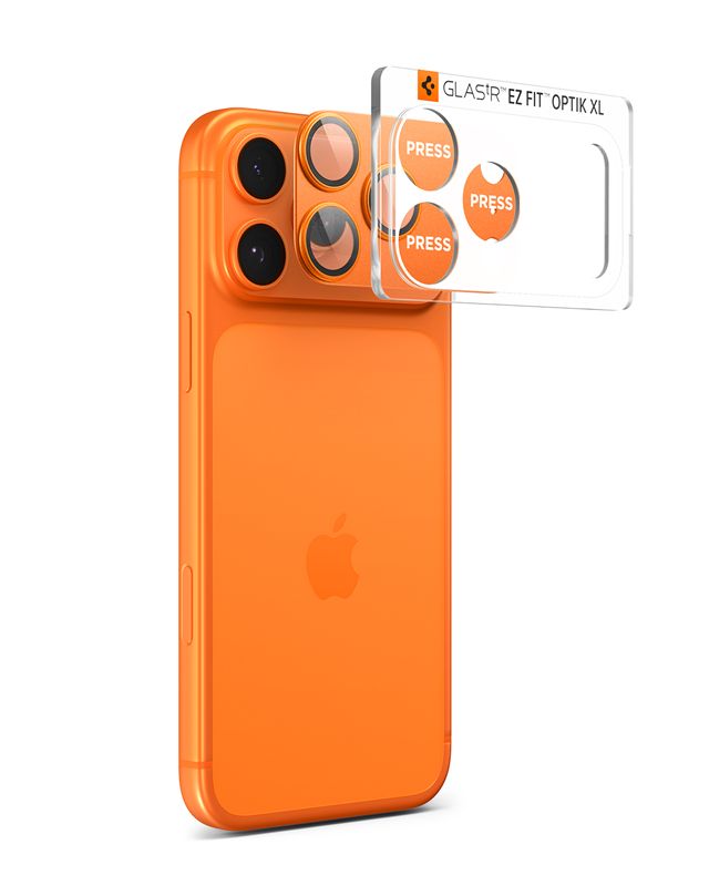 Ochranná fólie na objektiv pro iPhone 17 Pro Max Spigen Glass tR EZ Fit Optik Pro XL 1 Pack - oranžová