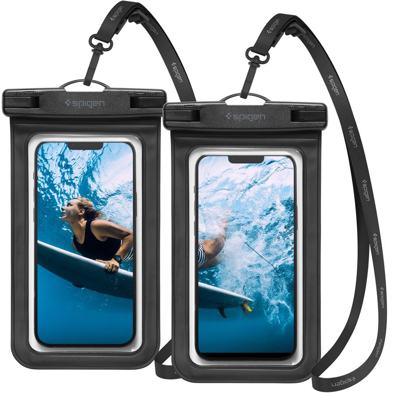 Sada nepromokavých obalů na telefon Spigen Aqua Shield WaterProof Case A601 2 Pack - black - černá