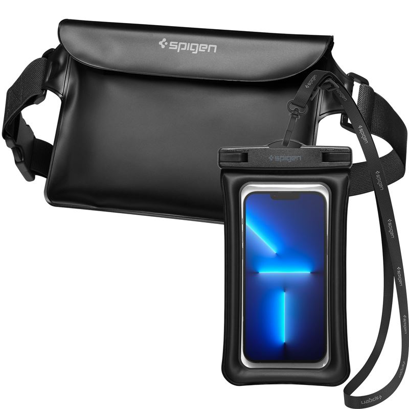 Sada nepromokavých pouzder Spigen Aqua Shield WaterProof Floating Case + WaterProof Waist Bag A621 Set - černá