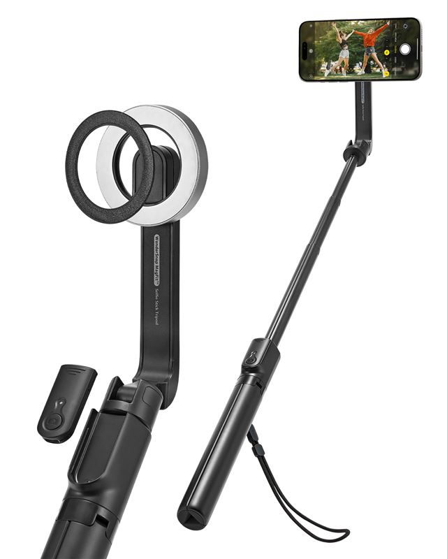 Selfie tyč s trojnožkou Spigen MagSafe Tripod Selfie Stick longer Version - černá