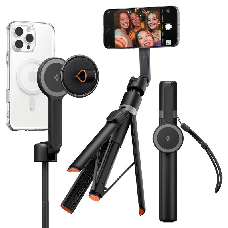 Selfie tyč s trojnožkou Spigen Selfie Stick MagSafe+ Tripod - černá