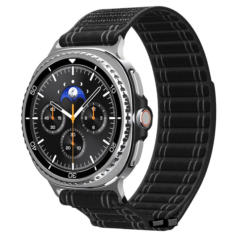 Pásek pro Samsung Galaxy Watch 8 Spigen Fabric Band (hook-and-loop), Samsung Galaxy Watch 8 46mm/44mm/40mm - černá