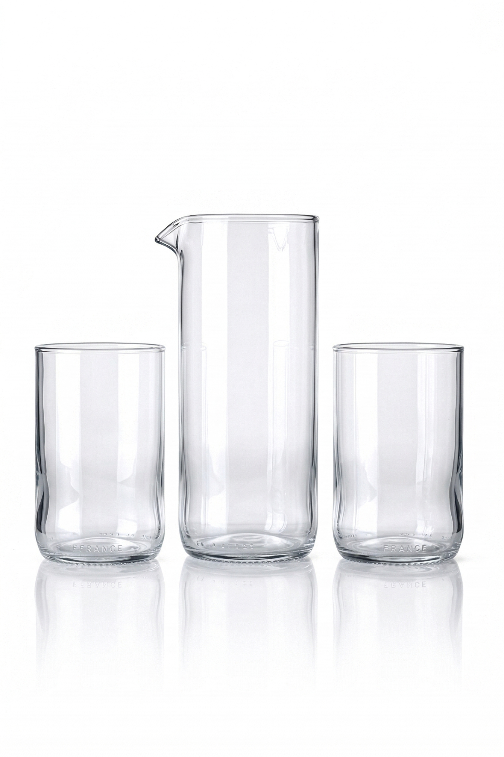 Dárková sada karafa a dvě sklenice z lahve od vína 300 ml - čirá