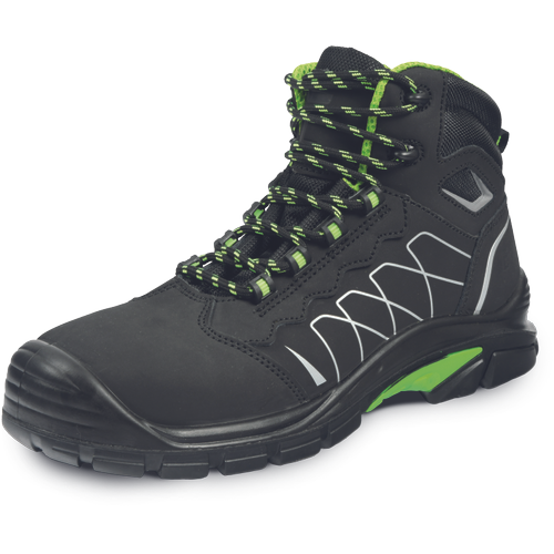 Kotníková bezpečnostní obuv TORNAFORT MF S3S SR - černá / sv.zelená,