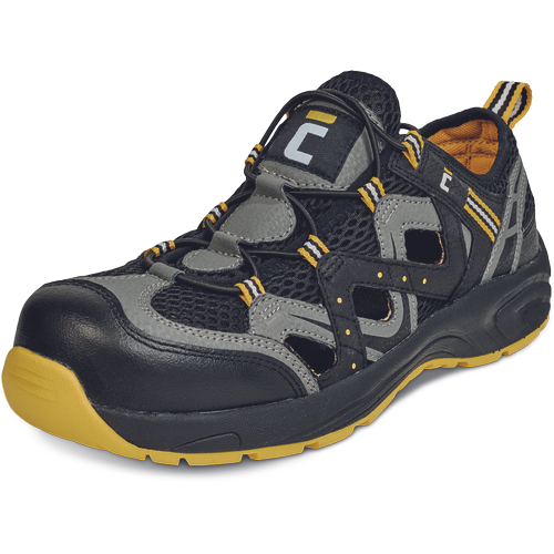 Pracovní sandály HENFORD MF S1 SR - černá / světle šedá / žlutá,