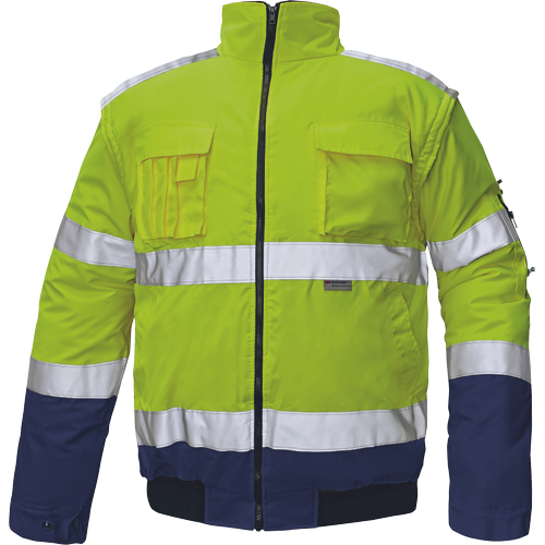 Pracovní reflexní bunda CLOVELLY - žlutá / navy / hv žlutá,