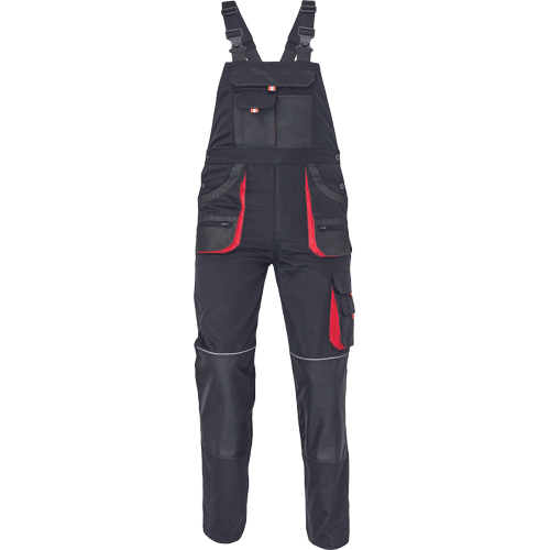 Pracovní kalhoty s laclem FF CARL BE-01-004 - černá / červená,