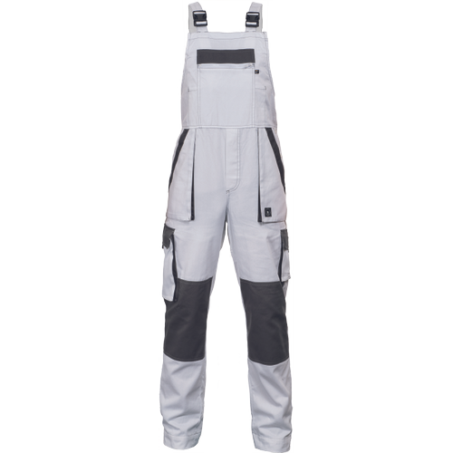 Pracovní kalhoty s laclem MAX SUMMER - bílá / šedá,