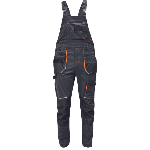 Pracovní kalhoty s laclem EMERTON PLUS - antracit / oranžová,