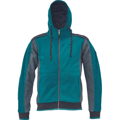 Pánská mikina na zip s kapucí DAYBORO - petrolejová,