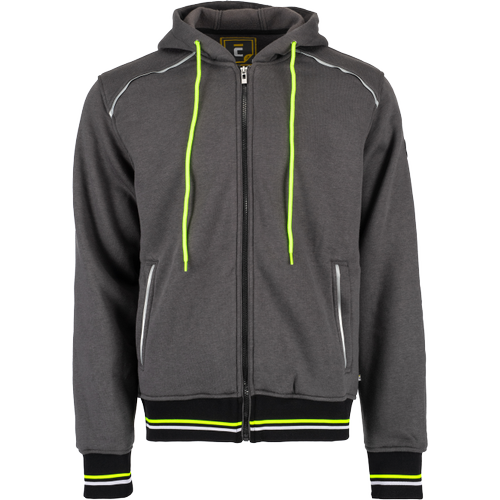 Pánská mikina na zip s kapucí SHELDON - antracit / žlutá,