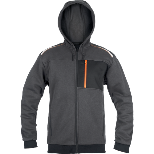 Pánská mikina na zip s kapucí EMERTON STR - šedá / oranžová,