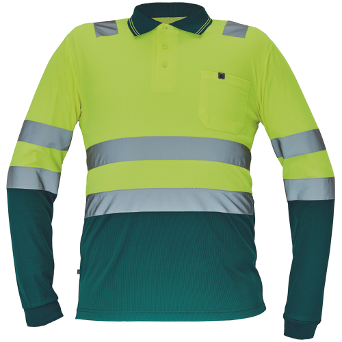Reflexní pracovní polokošile s dlouhým rukávem LEON HV - žlutá / zelená / hv žlutá,