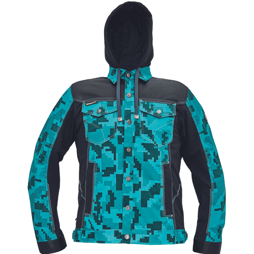 Pracovní bunda s kapucí NEURUM CAMOU - petrolejová,