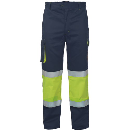 Pracovní reflexní kalhoty MULTINORM STRIP FR HV - žlutá / navy,