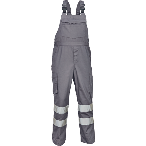 Pracovní reflexní kalhoty s laclem BADAJOZ RFLX - šedá,