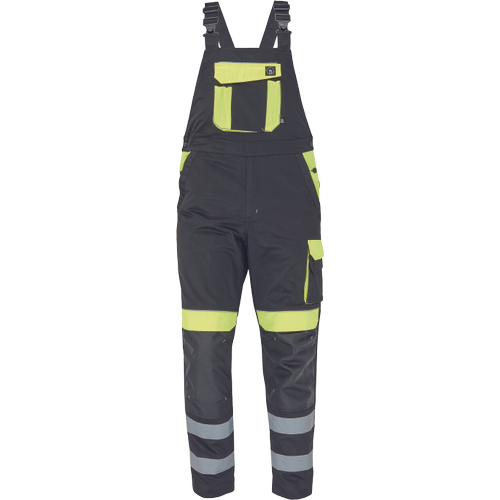 Pracovní reflexní kalhoty s laclem MAX VIVO RFLX - černá / žlutá,