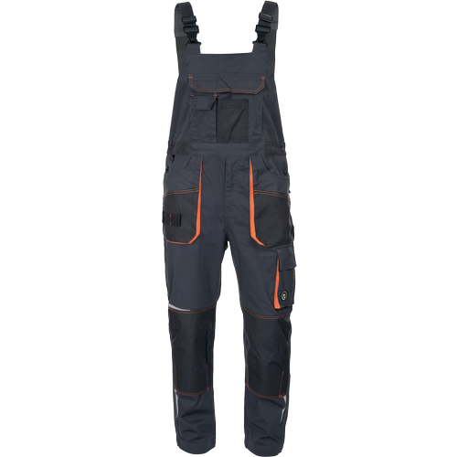 Pracovní kalhoty s laclem EMERTON STRETCH - šedá / oranžová,