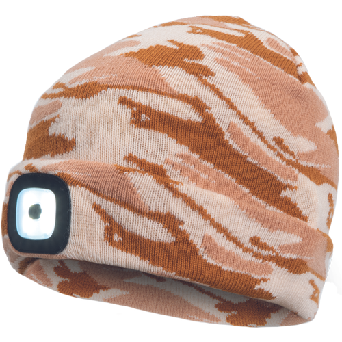 Zimní čepice DEEL LED - béžová kamufláž / béžová, 