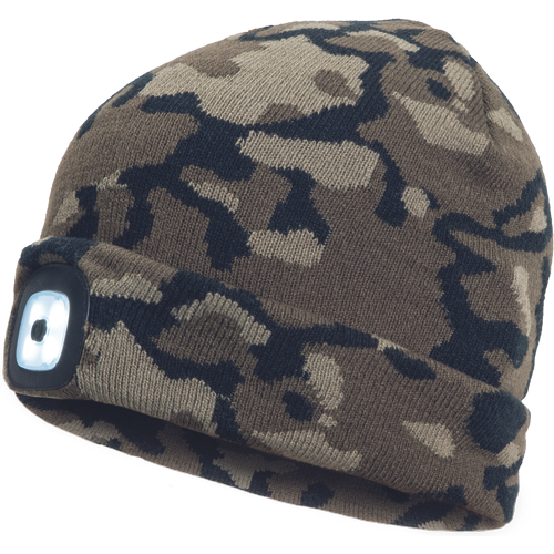 Zimní čepice DEEL LED - camouflage / hnědá, 