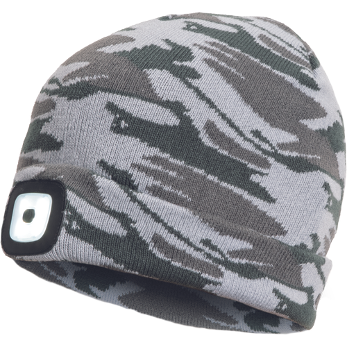Zimní čepice DEEL LED - šedá kamufláž / šedá, 