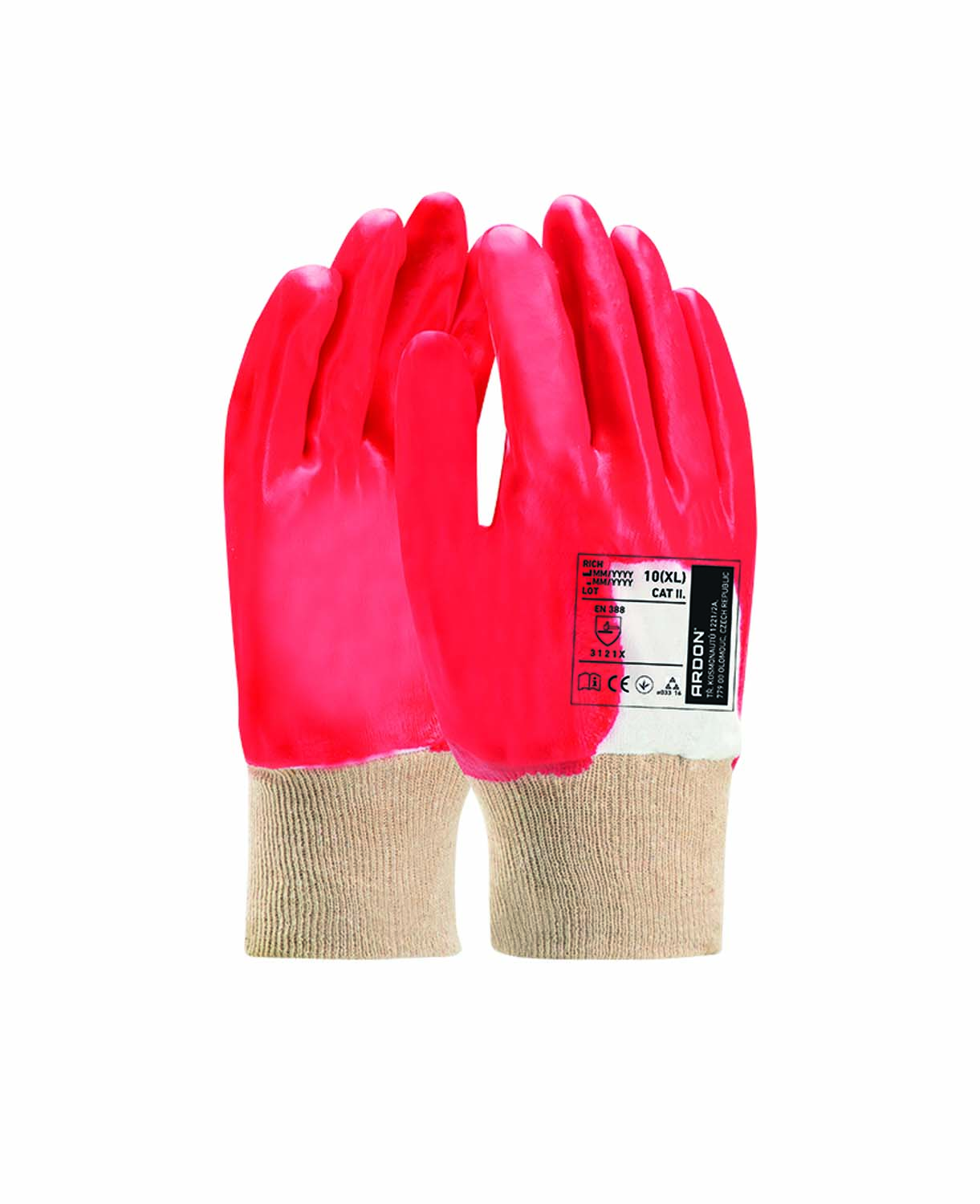 Máčené pracovní rukavice ARDON® RICH - červená, 10