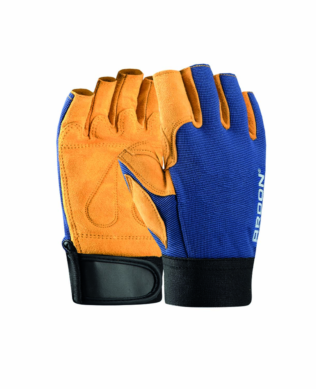 Kombinované pracovní rukavice bez konečků prstů ARDON® AUGUST FL - modrá,