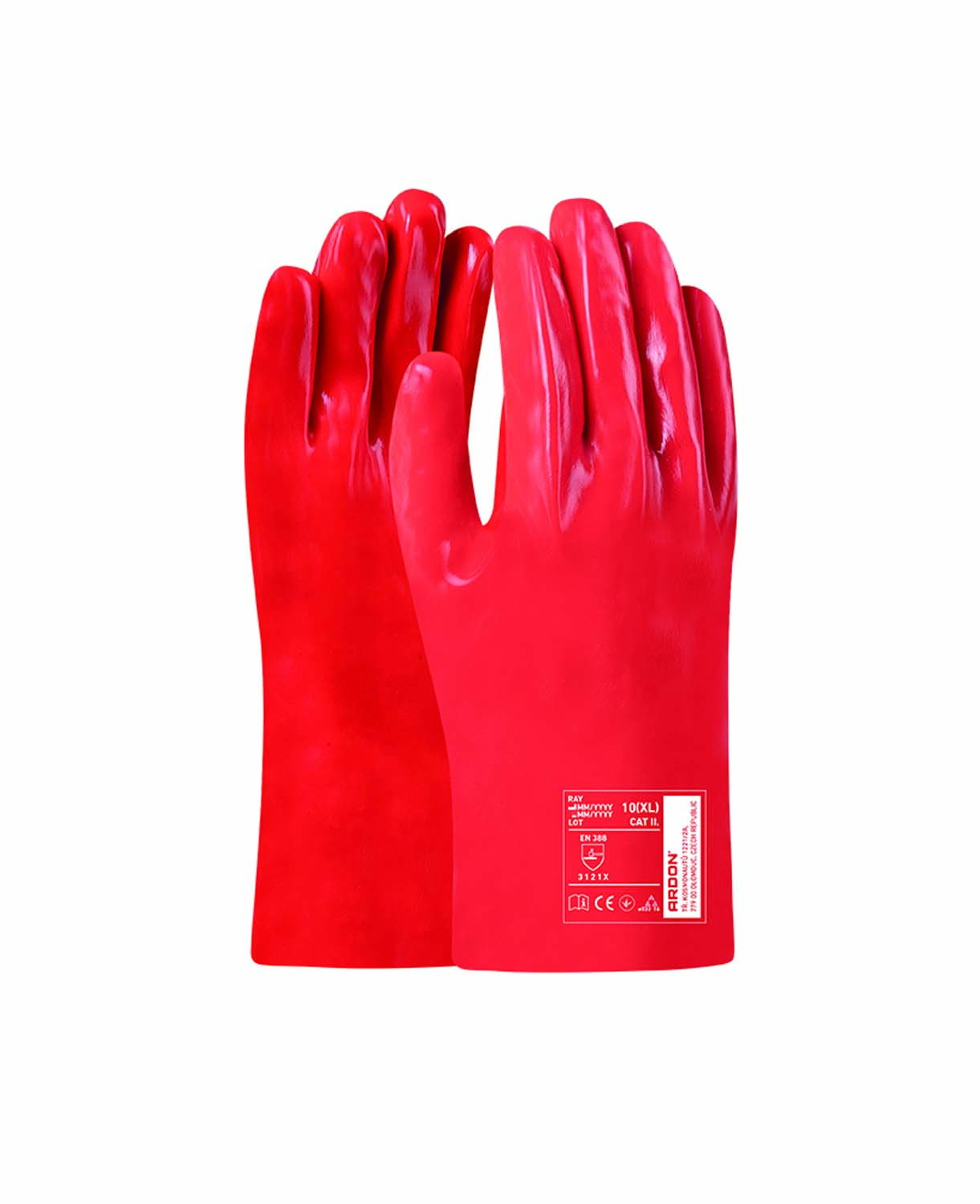 Máčené pracovní rukavice ARDON® RAY - červená,