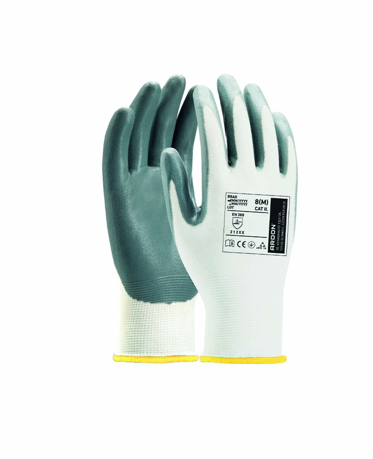 Máčené pracovní rukavice ARDON® BRAD - bílá,
