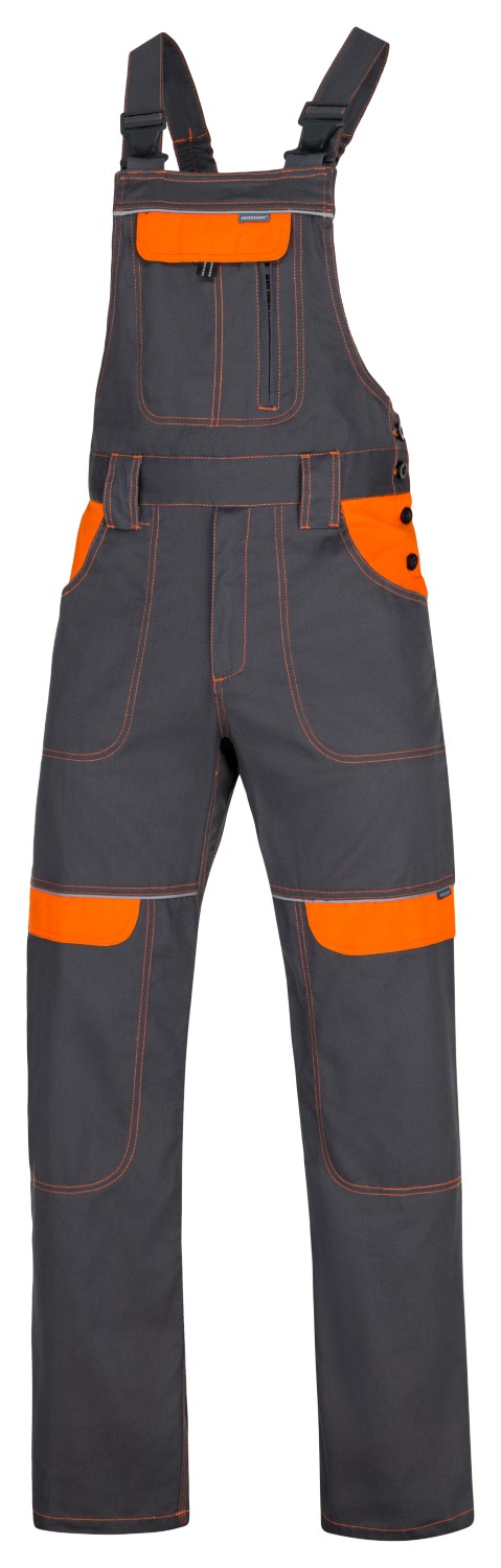 Pánské prodloužené pracovní kalhoty s laclem ARDON® COOL TREND - šedá / oranžová