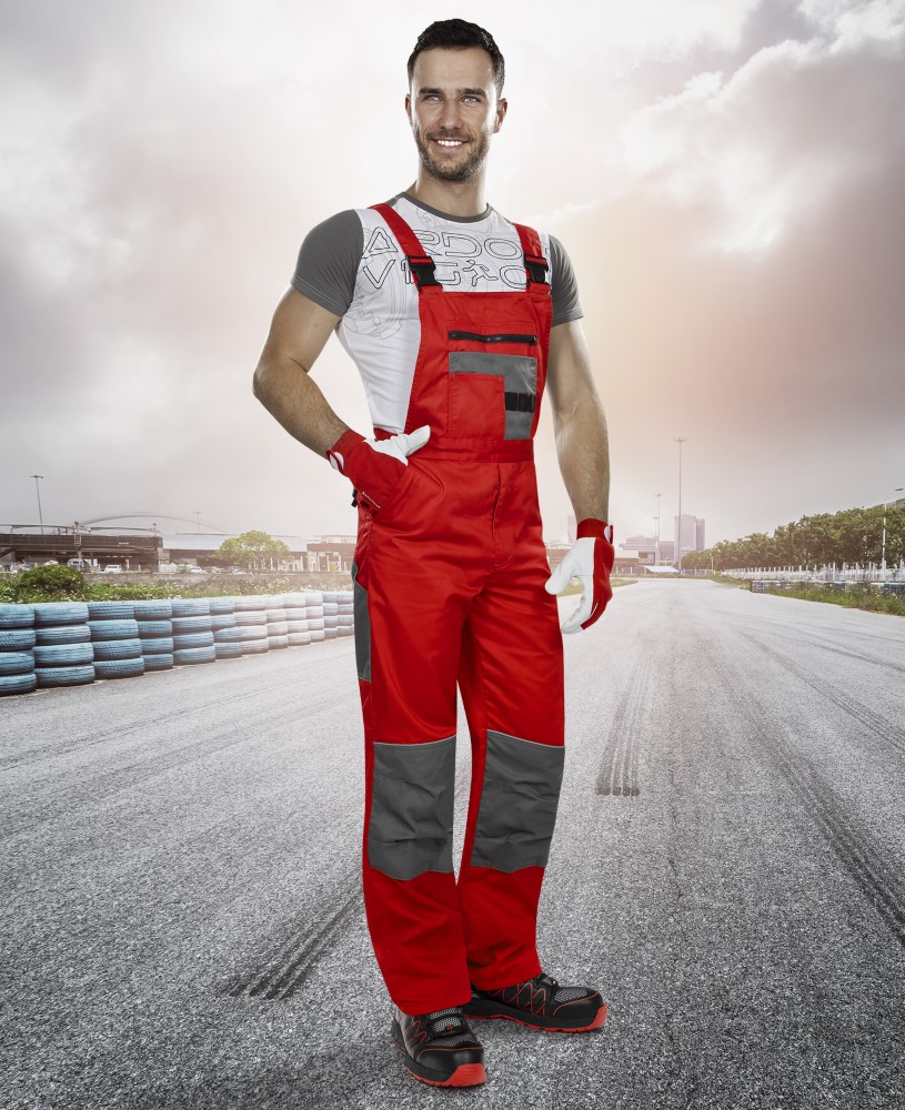 Pánské pracovní kalhoty s laclem ARDON® 2STRONG - červená,