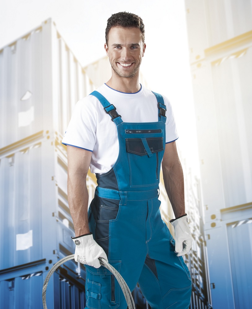 Pánské zkrácené pracovní kalhoty s laclem ARDON® VISION - modrá