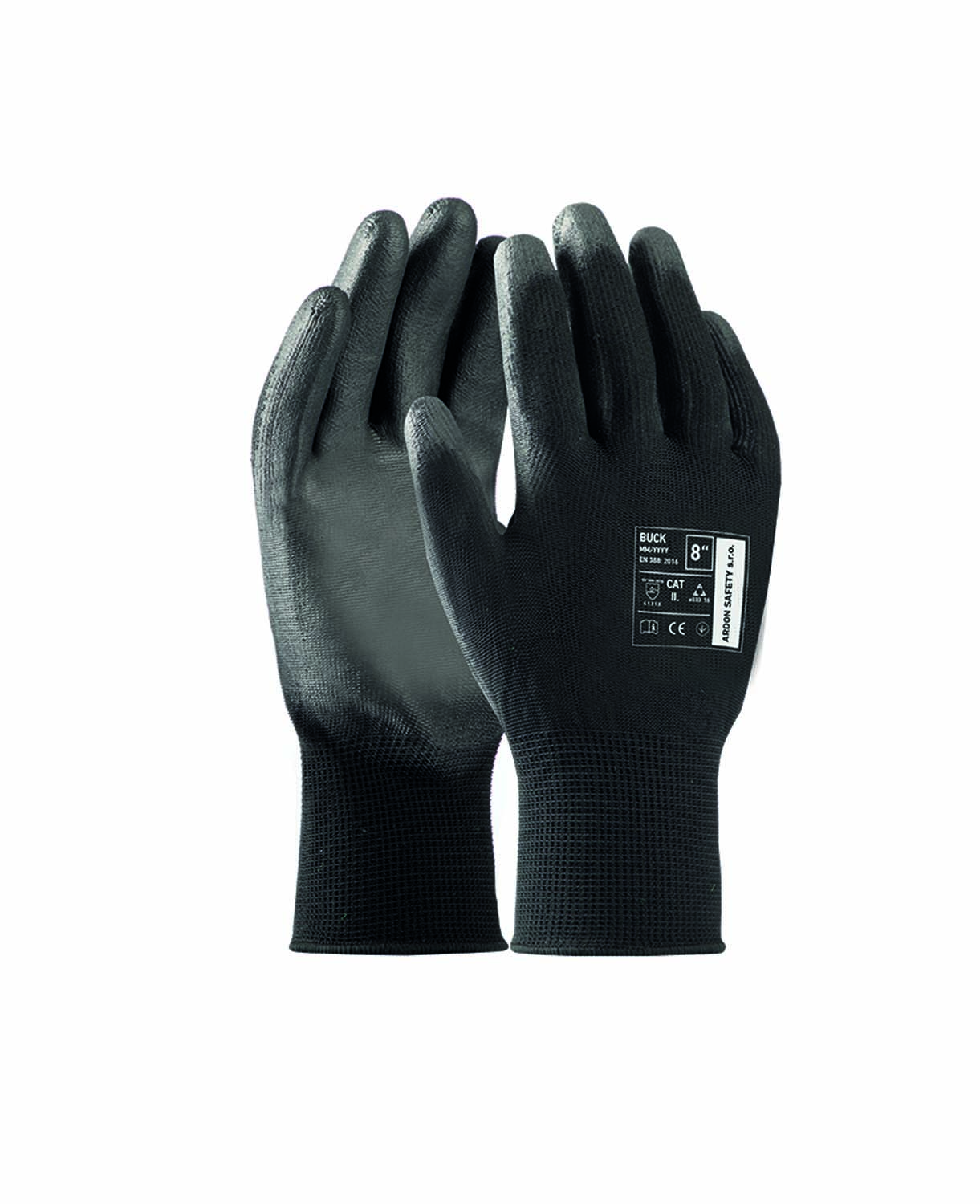 Máčené pracovní rukavice ARDON® BUCK BLACK, 12 párů - černá,