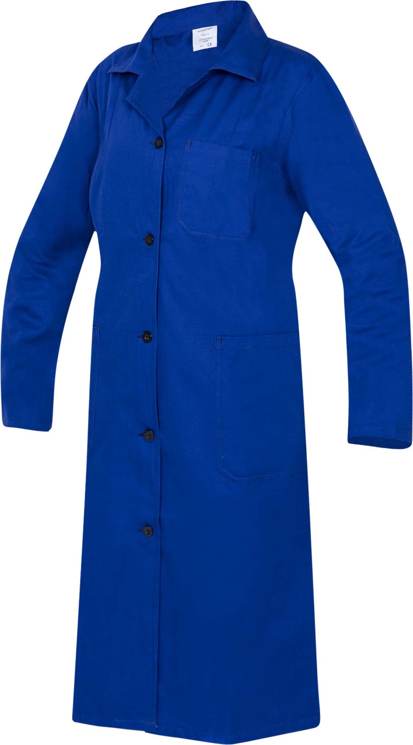 Dámský pracovní plášť s dlouhým rukávem - modrá, 54