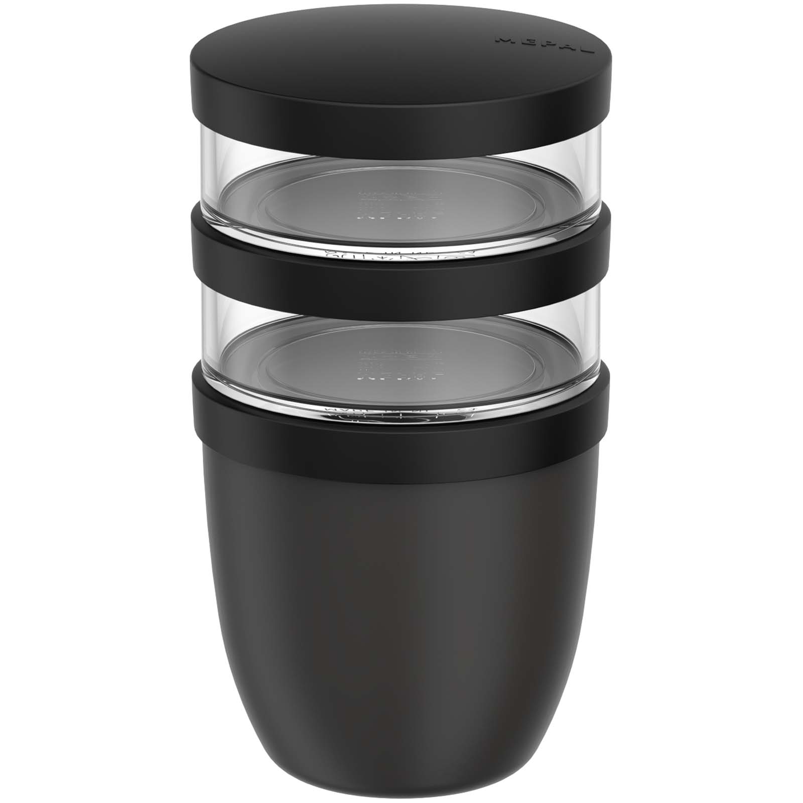 Dóza a lunchbox Mepal Mepal Ellipse 3dílný hrnec na oběd o objemu 500 ml + 2 × 200 ml Solid black