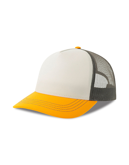 Kšiltovka Atlantis Headwear Rapper Canvas Cap Recycled, White, Yellow, Dark Grey