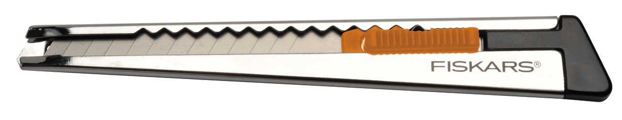 Úzký celokovový odlamovací nůž Fiskars, 9 mm - stříbrná