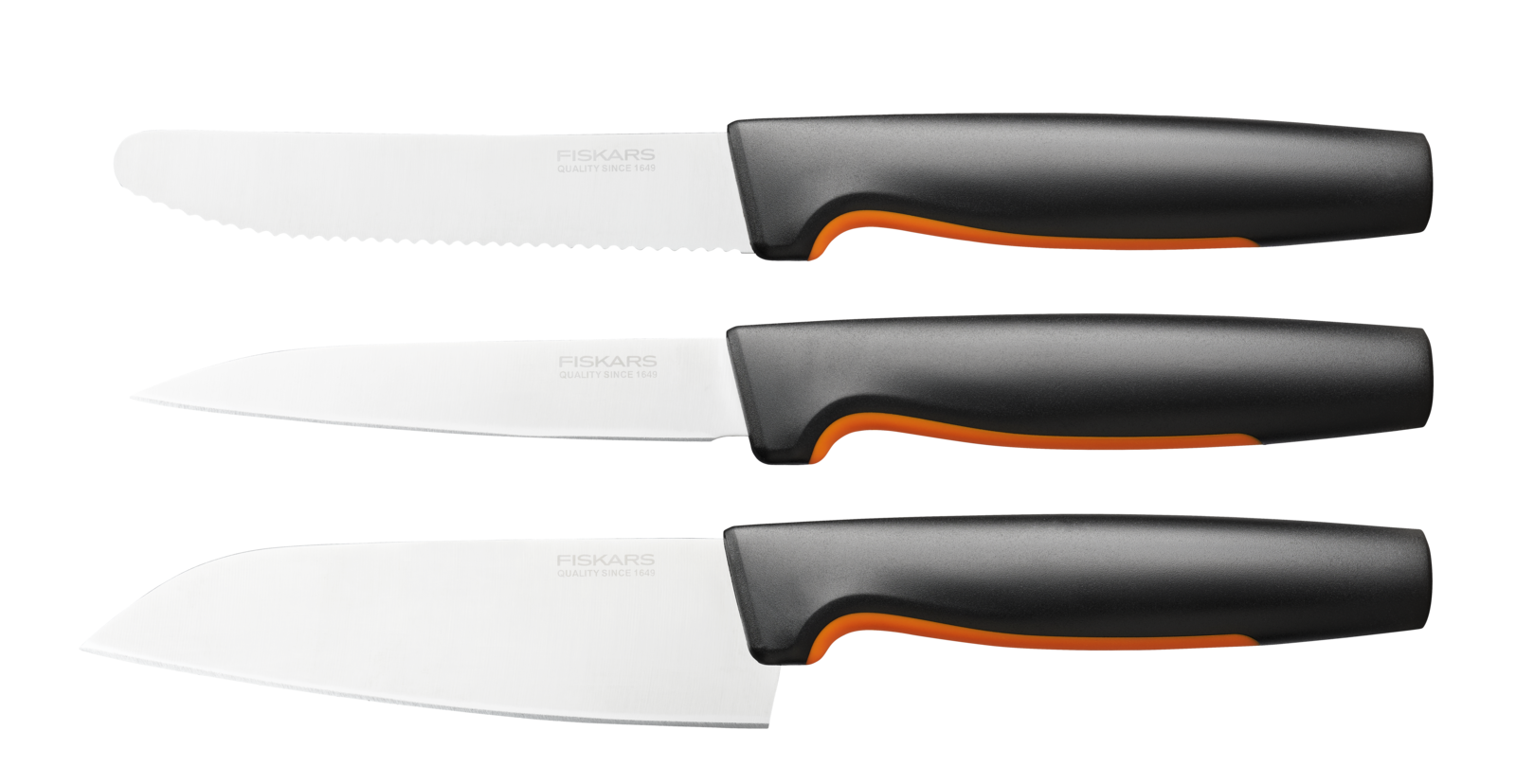 Sada kuchařských nožů Fiskars FF, 3 ks - černá