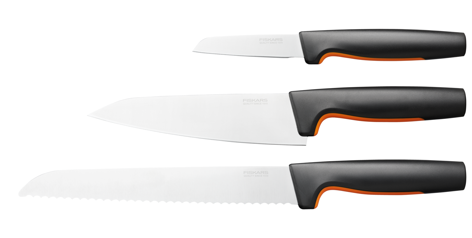Startovací sada kuchařských nožů Fiskars FF, 3 ks - černá